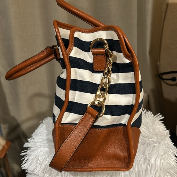 Michael Kors Hamilton Blue and White striped Canvas Tote - Picture 4 of 12